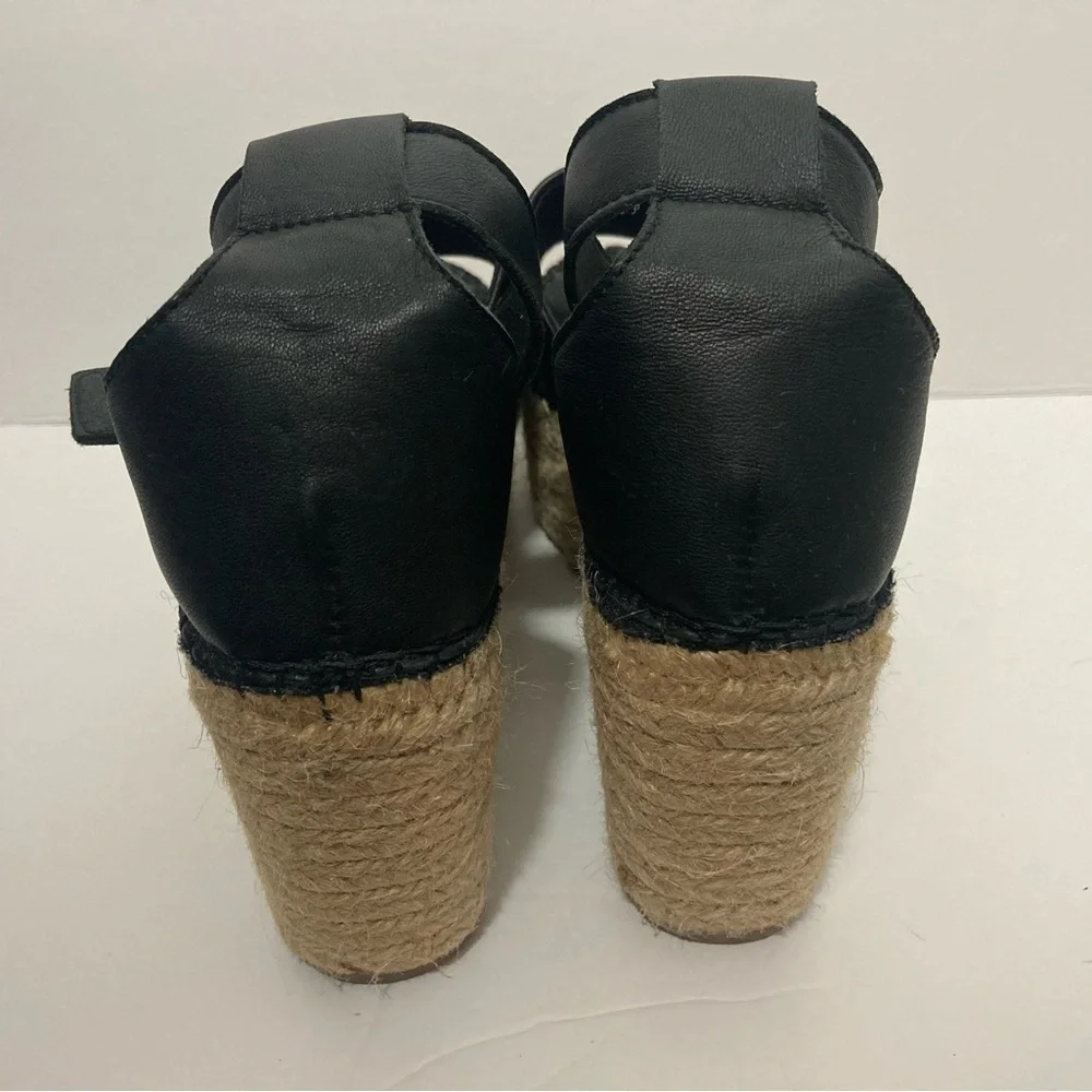 Free People Coastal platform wedge espadrilles sandals EURO 37 US 6.5 black